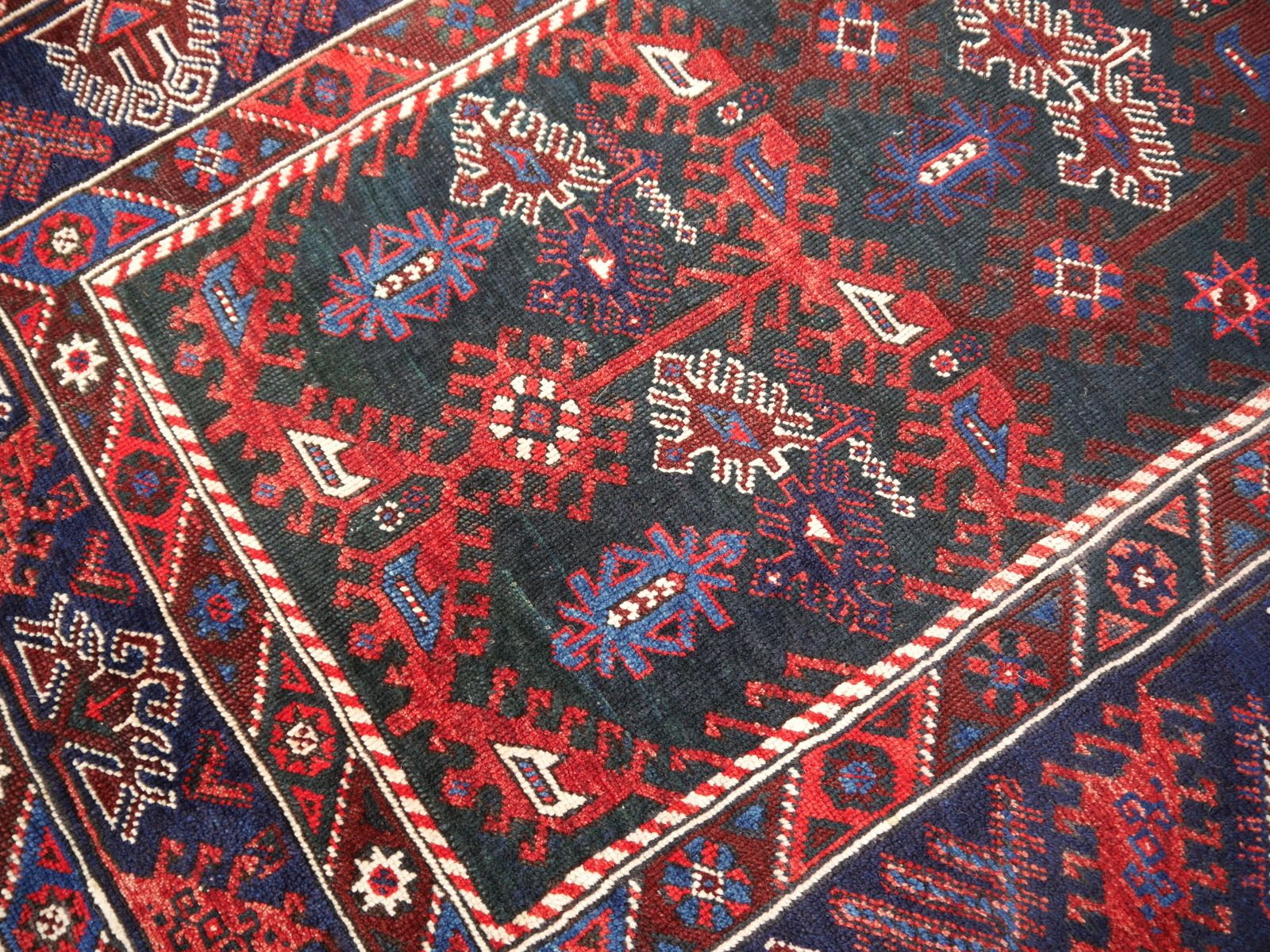 Turkish Rug Hand Knotted Semi Antique With Rare Green Field photo buy