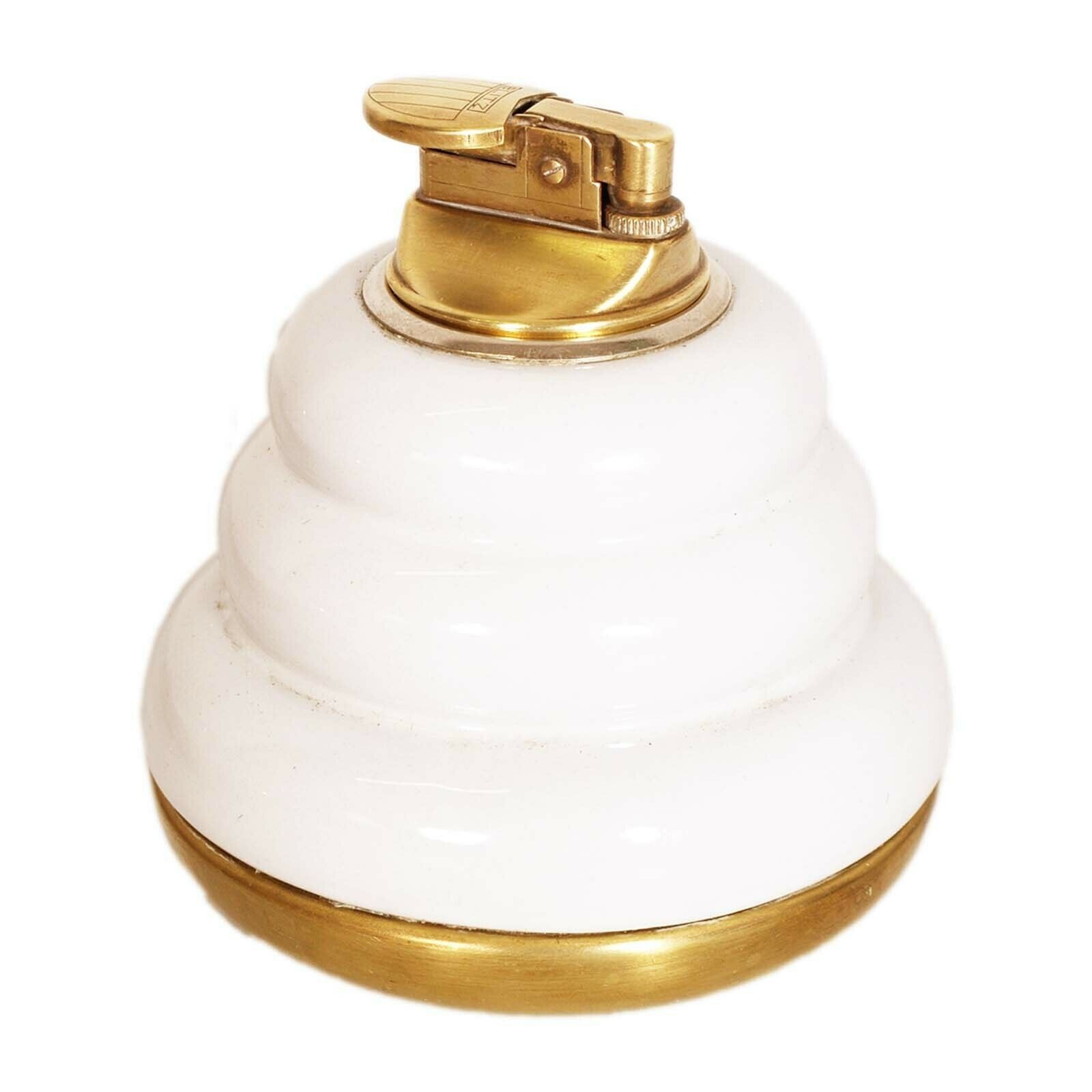 1970s Ashtray With Ceramic And Brass Lighter By Paolo Traversi , Working photo vinterior