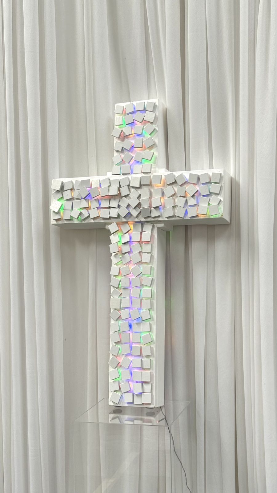 Contemporary Artwork In The Form Of An Illuminated Cross photo for sale