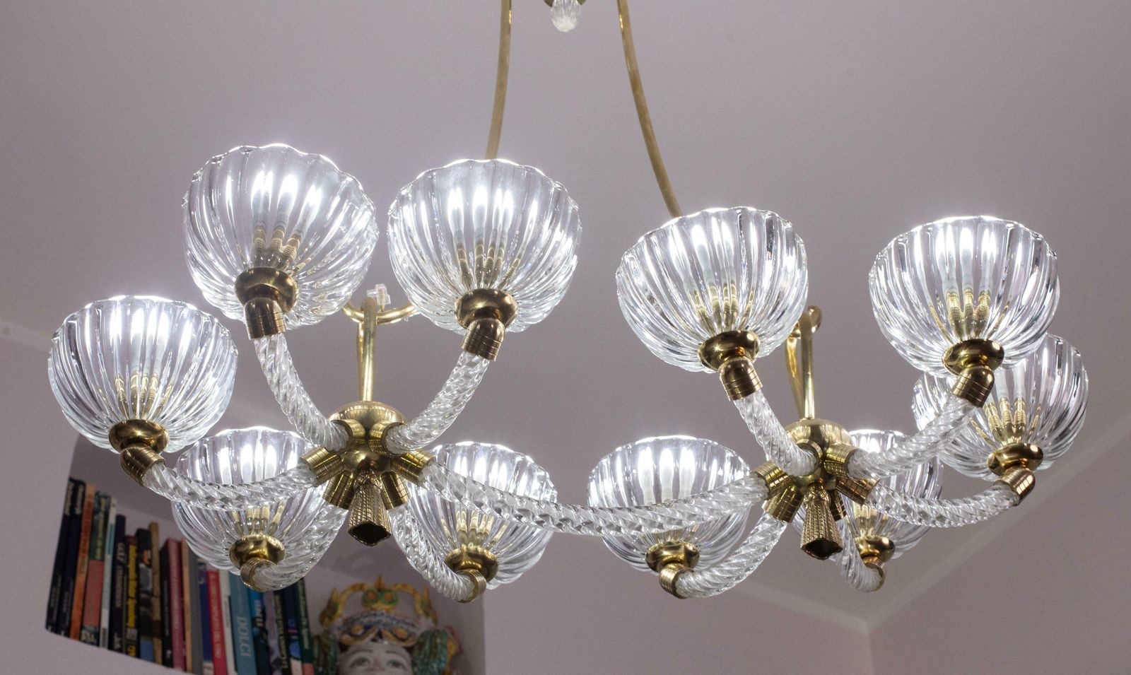 photo furniture Museal 10 Light Art Deco Murano Glass And Brass Chandelier By Ercole Barovier