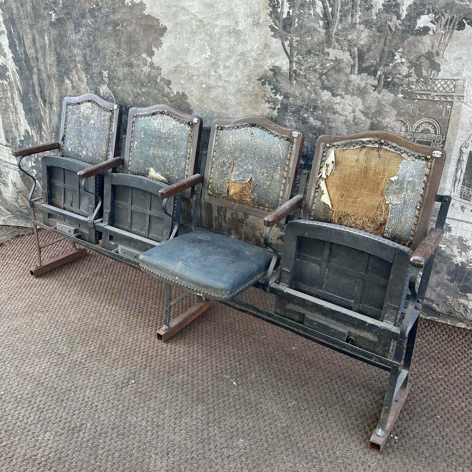 French Antique Cinema Folding Seats Set Of 4 True Roughluxe photo for sale