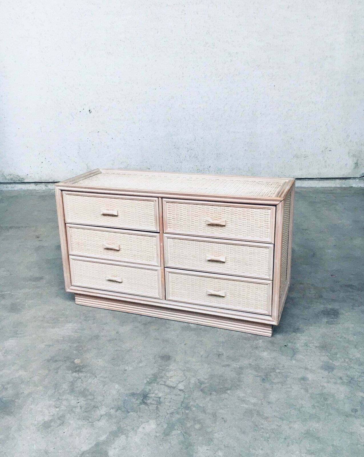 1980's Design Washed Rattan Chest Of Drawers photo furniture