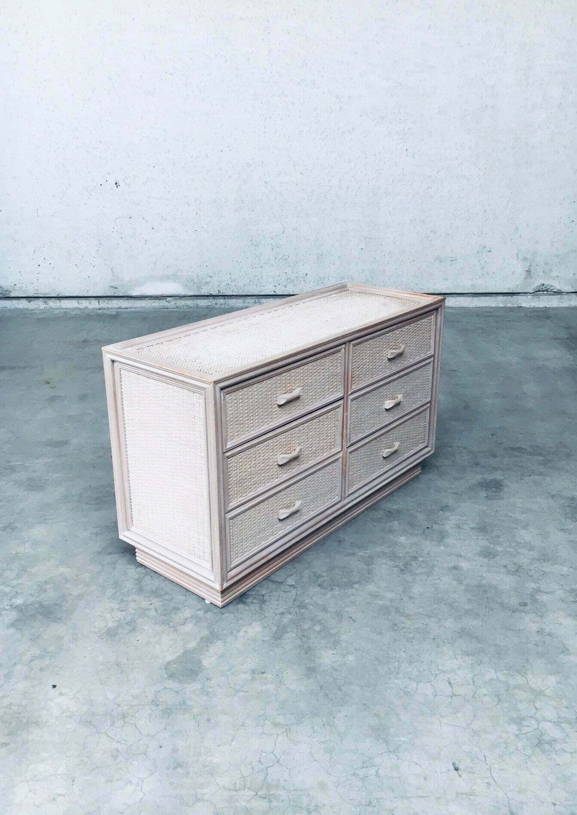 1980's Design Washed Rattan Chest Of Drawers photo vintage