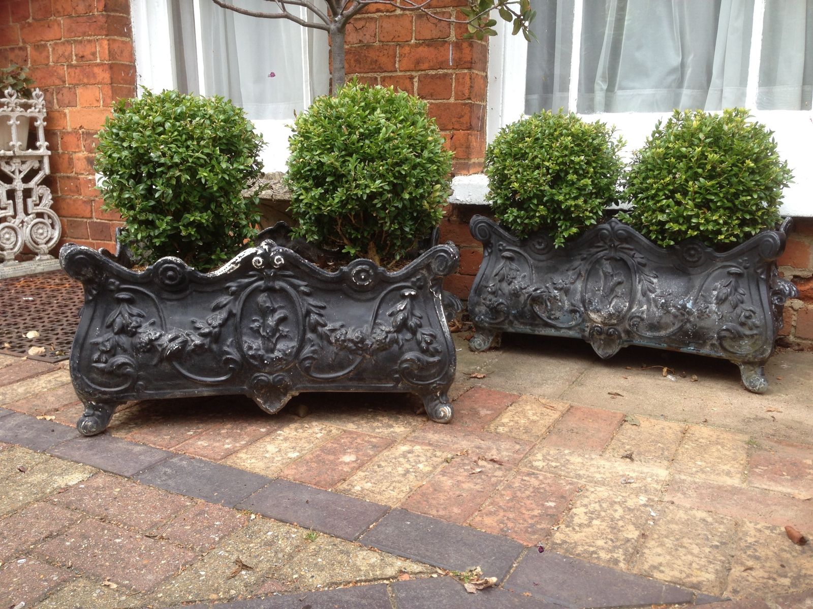 A Very Rare Pair Of Cast Iron French Jardinières photo for sale