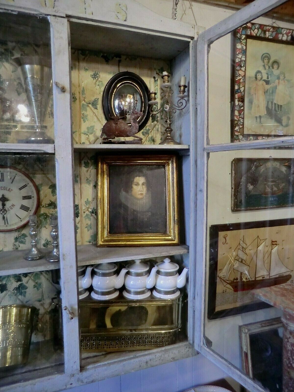 'Fromagerie 'Shop  Antique Glazed Wall Cabinet From France photo vinterior