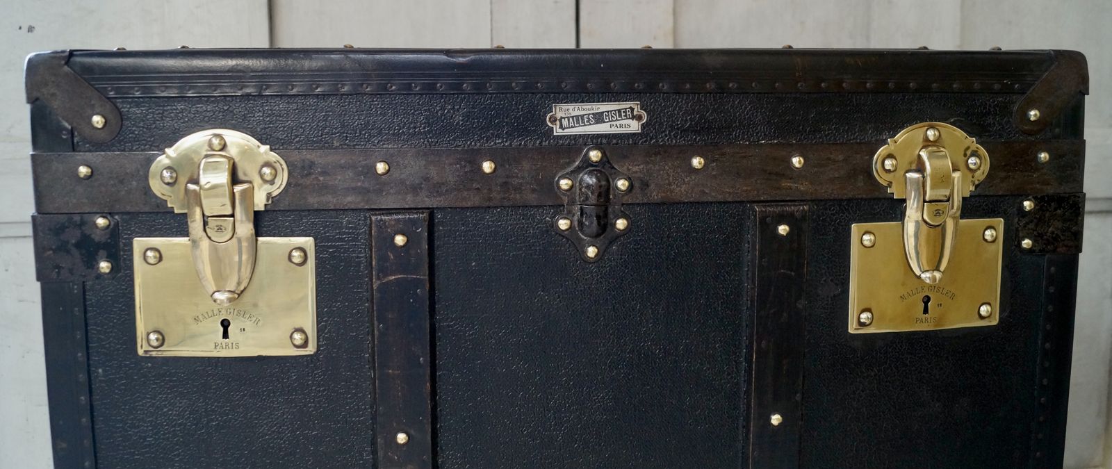Antique "Malles Gisler Paris” Travel Trunk photo Furniture