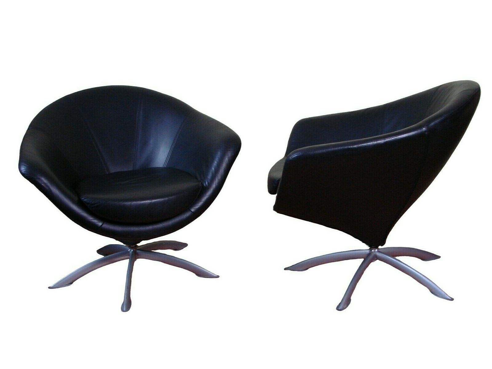 A Set Of Leather Swivel Armchairs From The 1980s. photo for sale