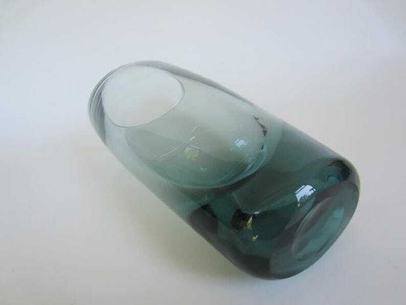 Tall Scandinavian Mid Century Holmgaard Vase Per Lütken Handmade Clear Blue photo 137.0
