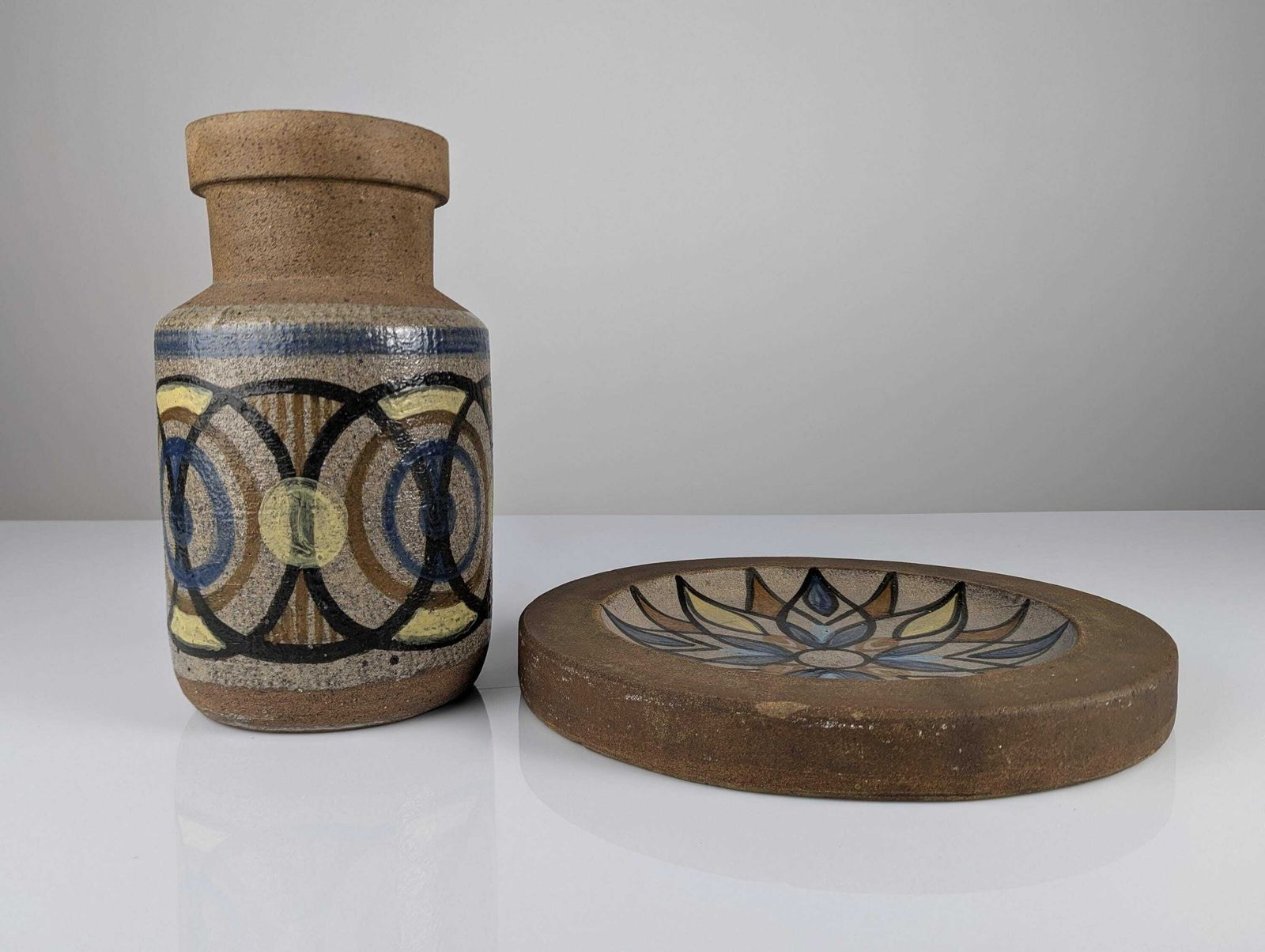 Gres Ceramic Vase And Plate By Antonio Salvador Orodea Aso Valdemorillo 1960s photo for sale