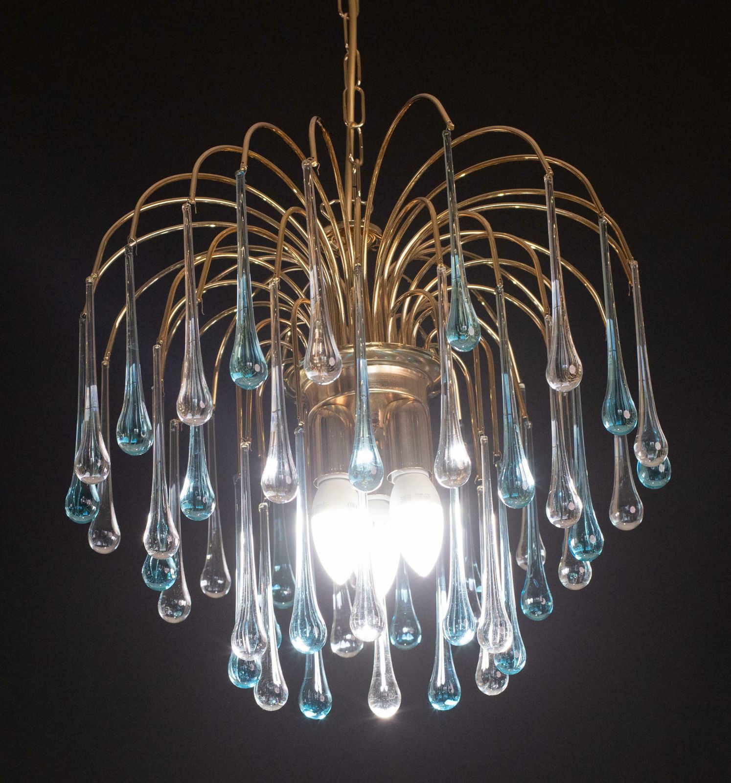 Set Of 2 Lady Victoria Chandelier With Blu And Transparent Pendants Murano Glass photo Lighting