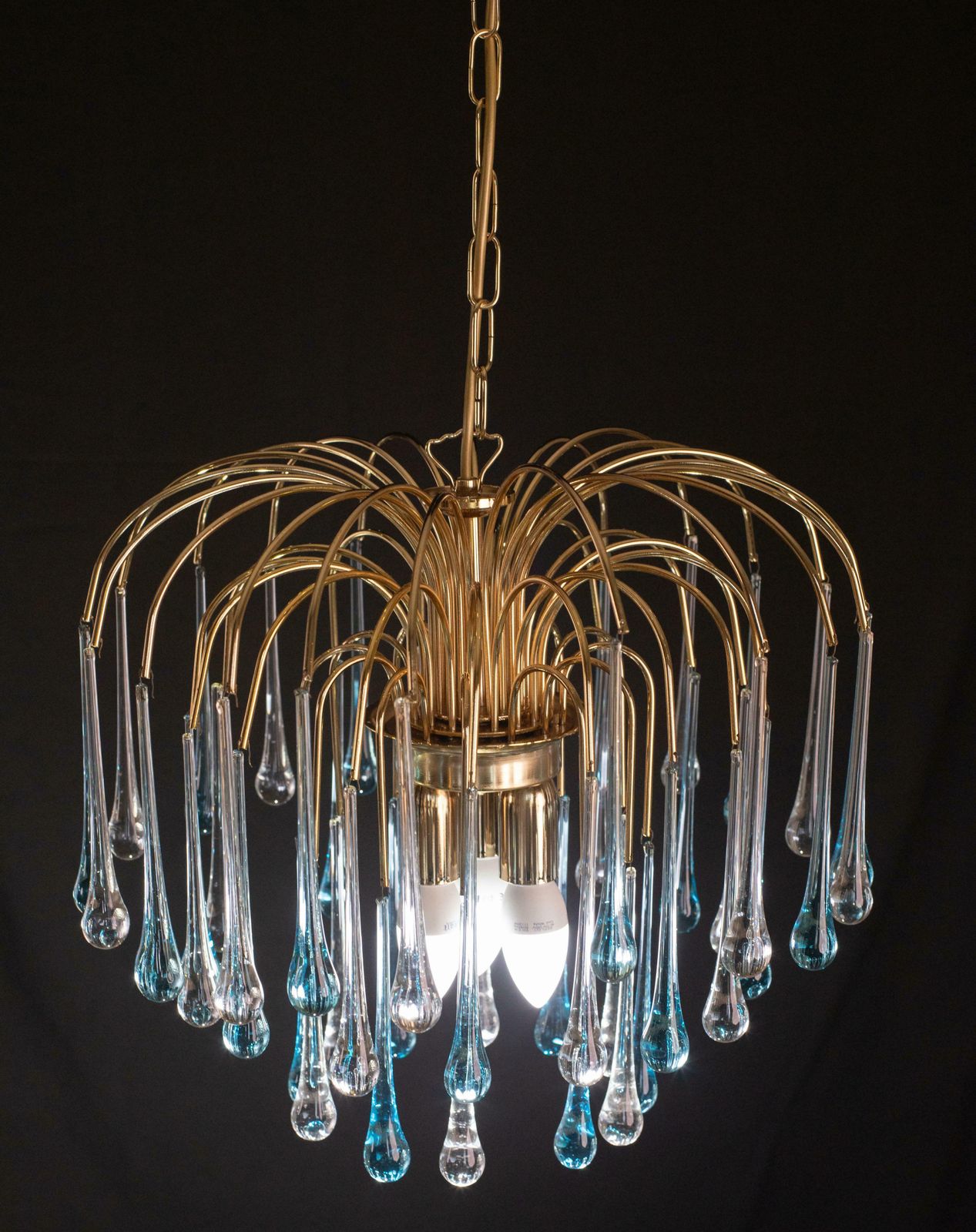 Set Of 2 Lady Victoria Chandelier With Blu And Transparent Pendants Murano Glass photo vinterior