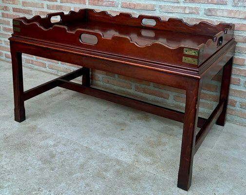 Early 20th Century Wood Coffee Table With Large Removable Tray, 1924, Set Of 2 photo furniture