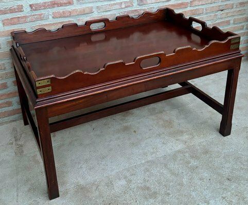 Early 20th Century Wood Coffee Table With Large Removable Tray, 1924, Set Of 2 photo 1149.0