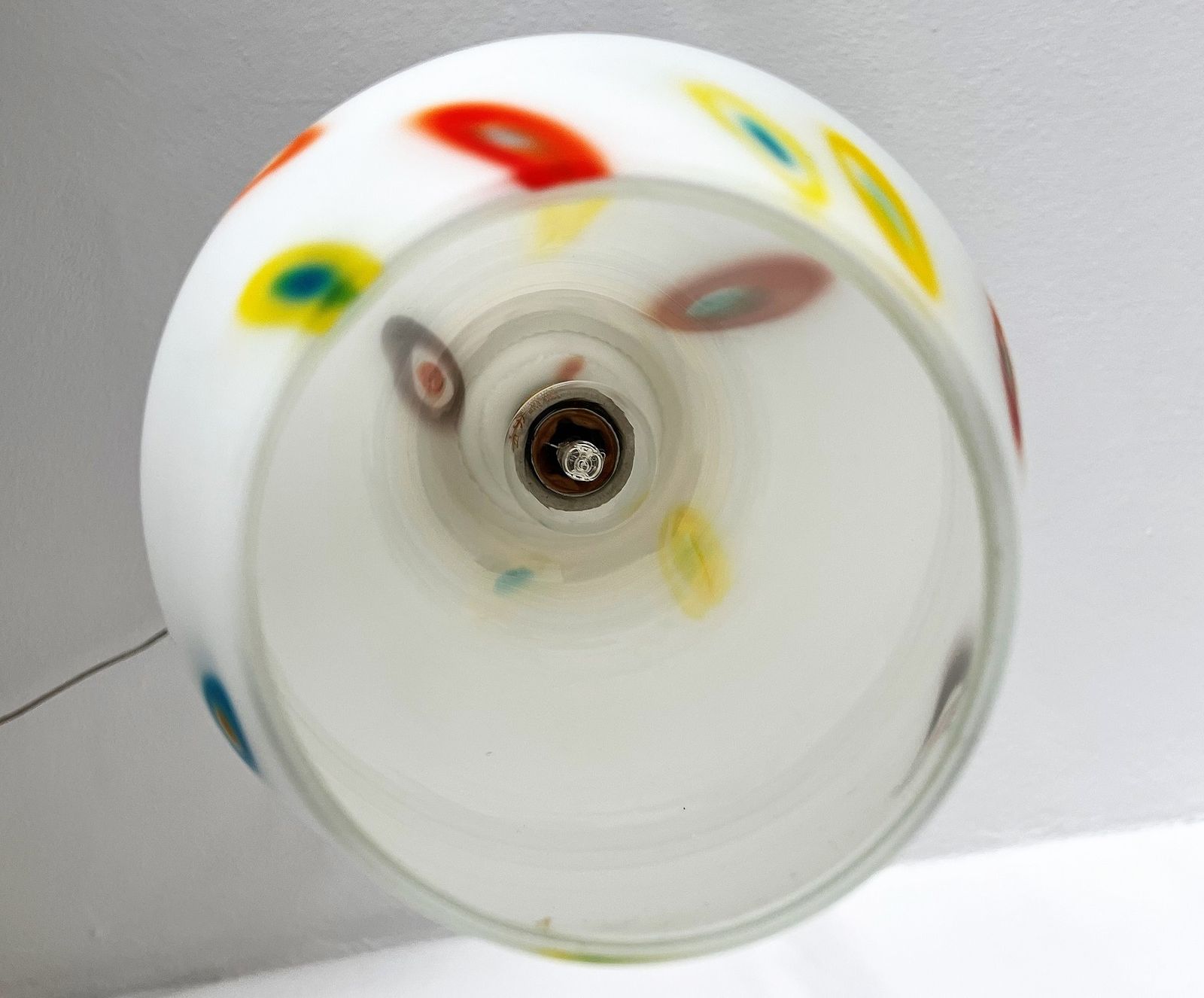Italian Midcentury Murano Glass Pendant Lights With Colorful Murrine, 1970s, Set Of 2 photo vintage