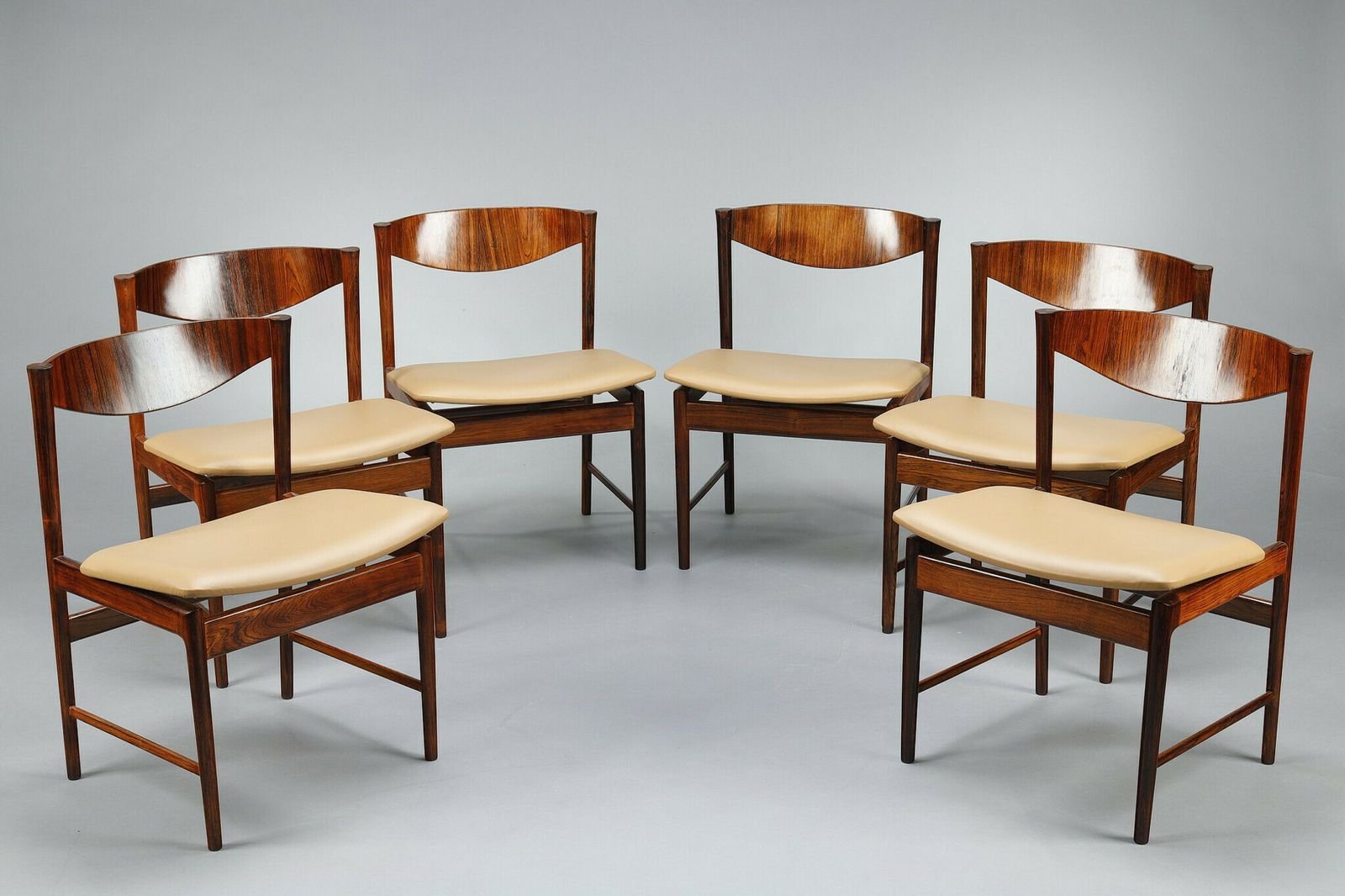 Ib Kofod Larsen Rosewood Dining Table With Extension Leaf And Six Chairs photo vintage