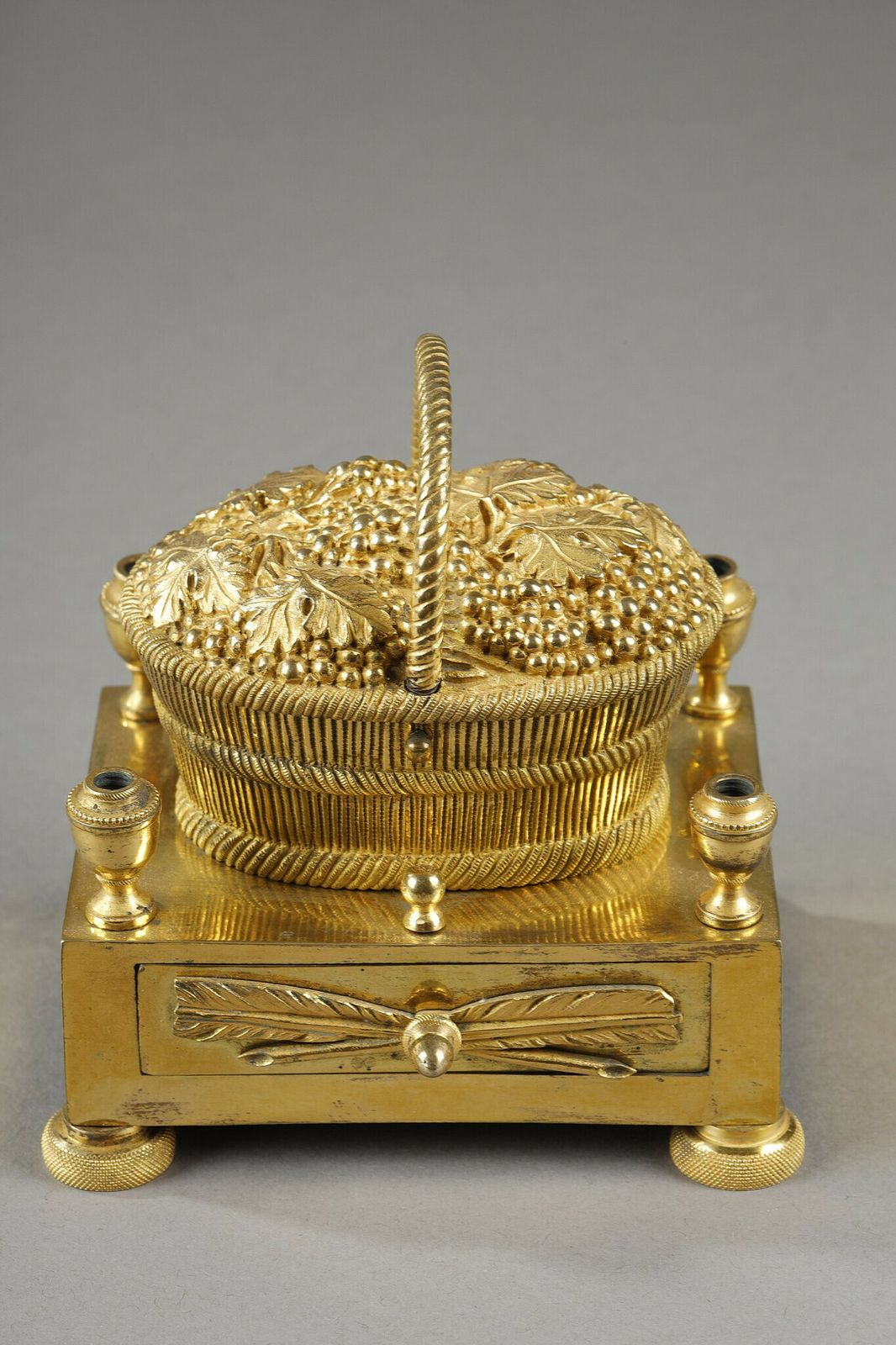 Gilt Bronze Inkwell Forming A Basket Of Grapes photo buy