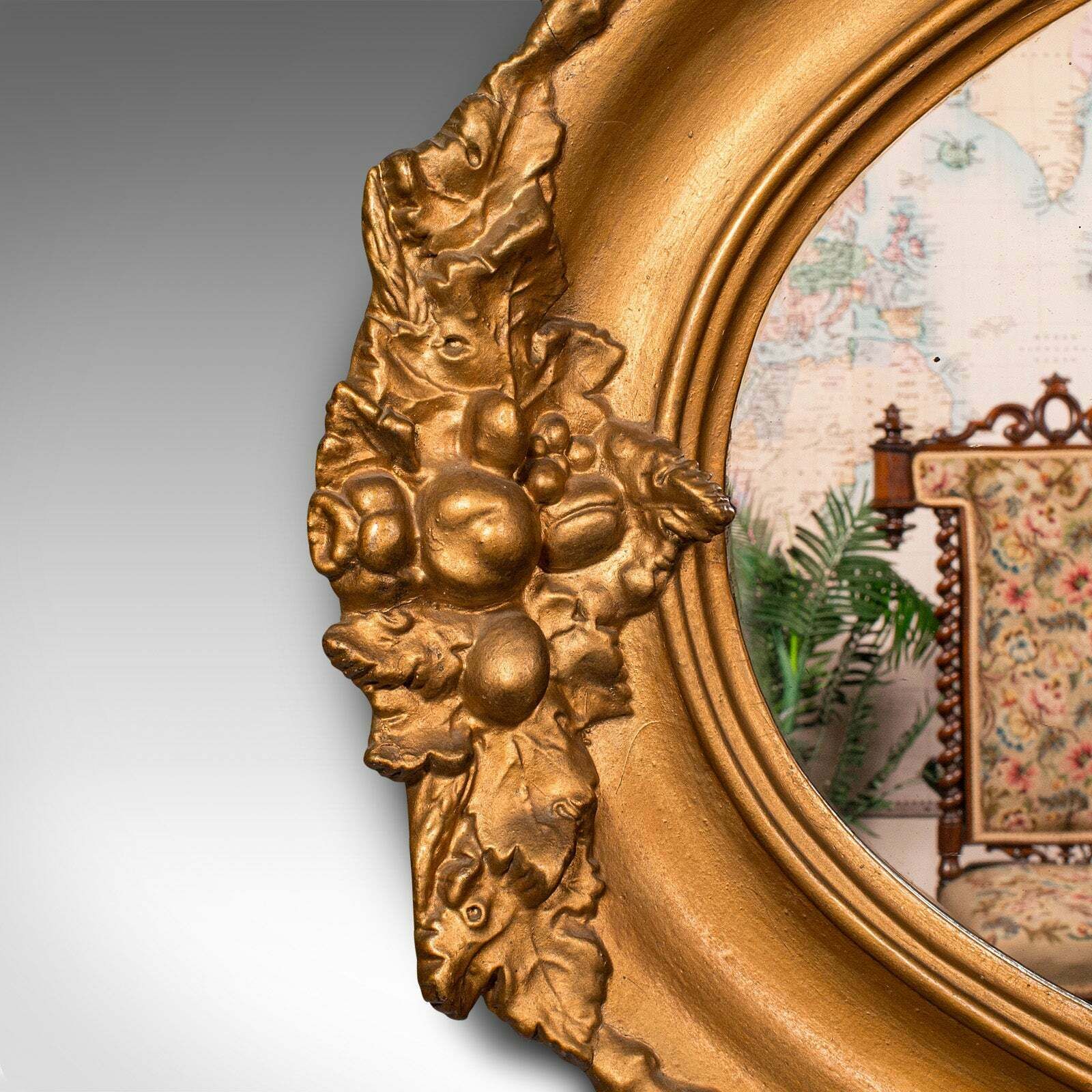 Large Oval Antique Overmantle Mirror, English Gilt Gesso, Lounge, Georgian, 1800 photo Home Decor