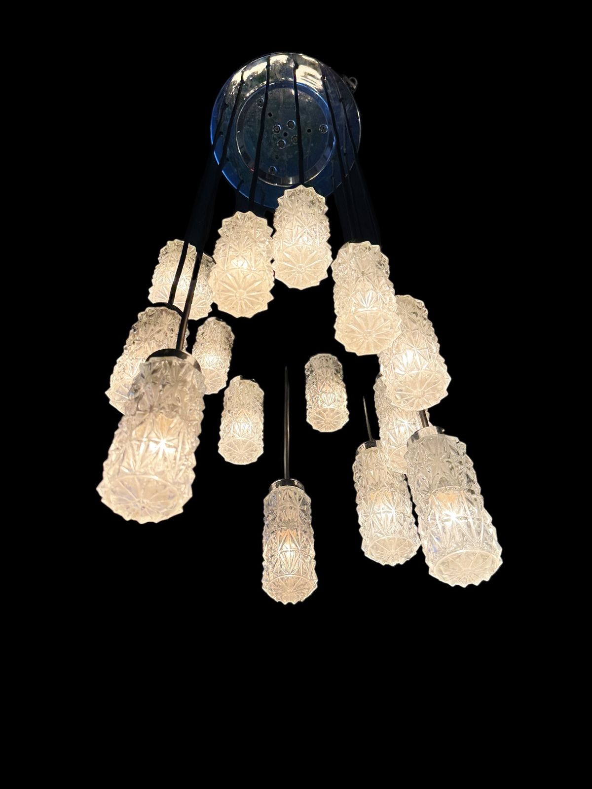 Rare Bespoke Crystal And Chrome Mid Century Chandelier By Raak Amsterdam 1965 photo Lighting