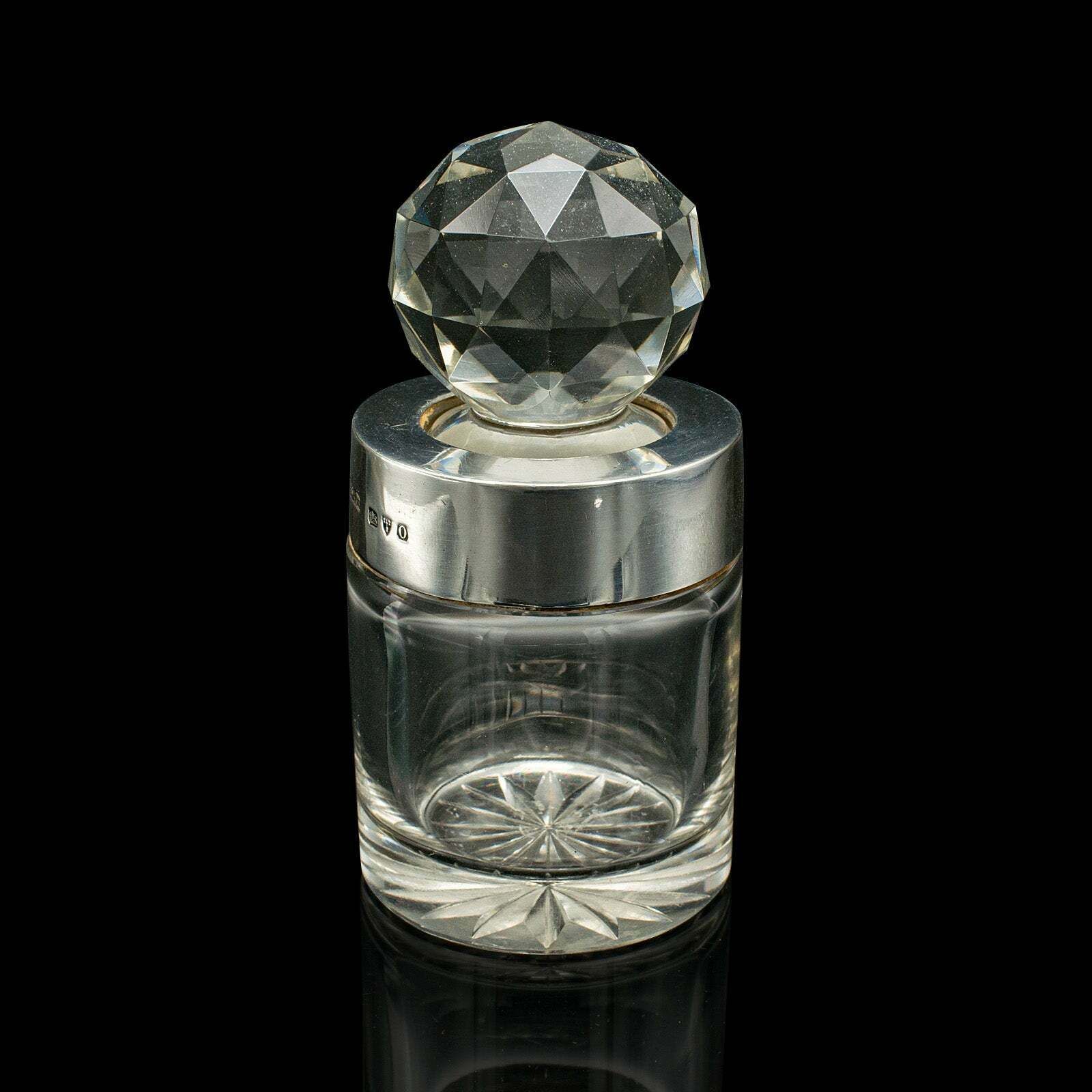 Small Antique Scent Bottle, English, Glass, Silver, Perfume, Hallmark, Victorian photo Home Decor