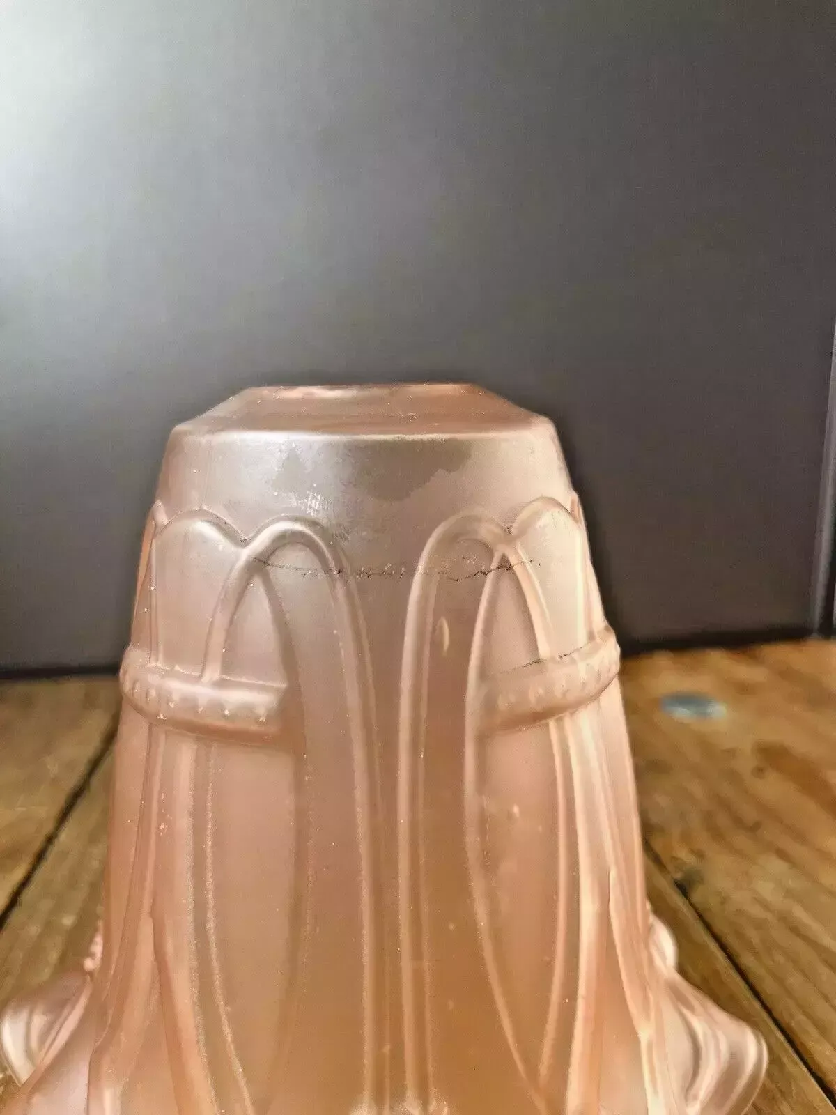 Antique C1900 Satin Pink Art Nouveau Frosted Glass Light Ceiling Lamp Shade photo buy
