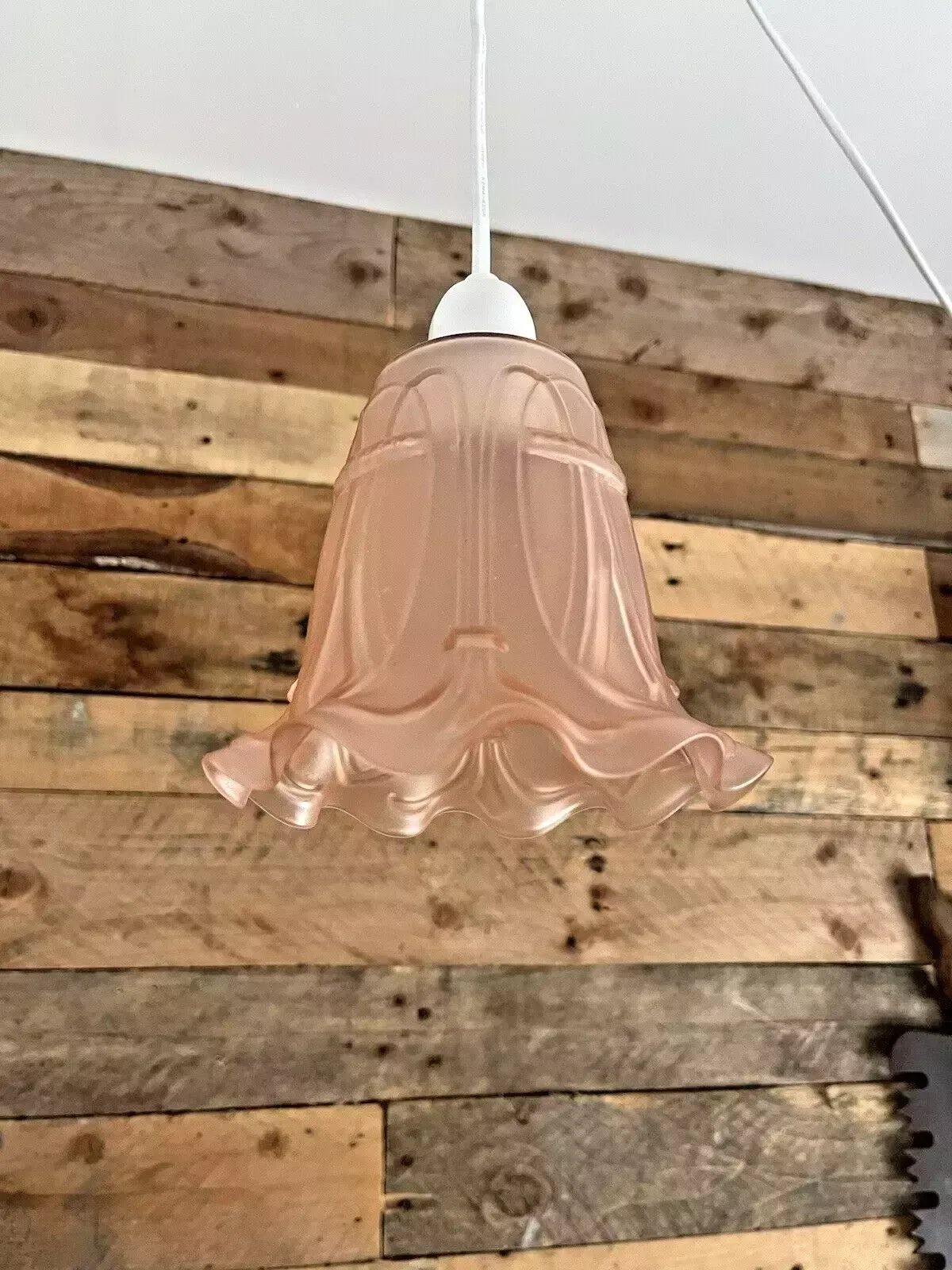 photo buy Antique C1900 Satin Pink Art Nouveau Frosted Glass Light Ceiling Lamp Shade