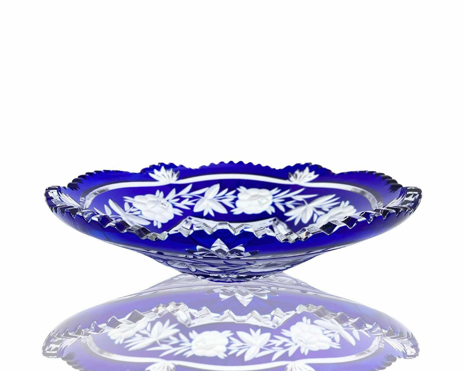 Crystal Fruit Bowl | Cobalt Blue And Roses Decor | 1pcs