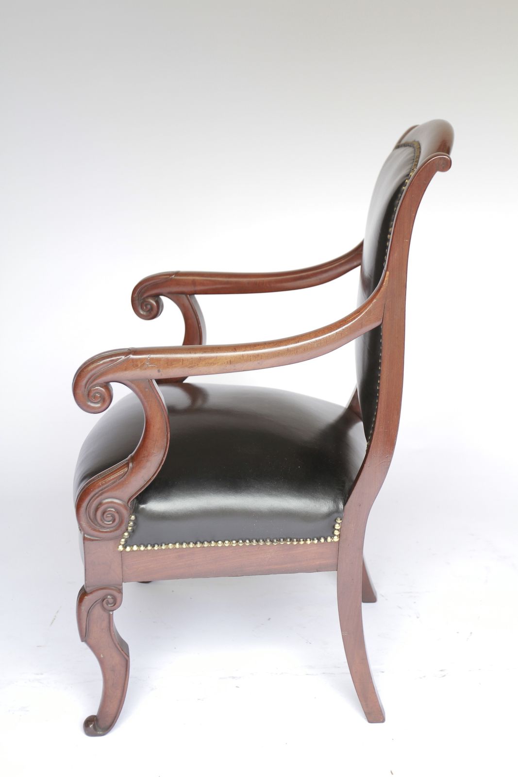 French Mahogany & Leather  Library Chair Circa 1820s photo for sale