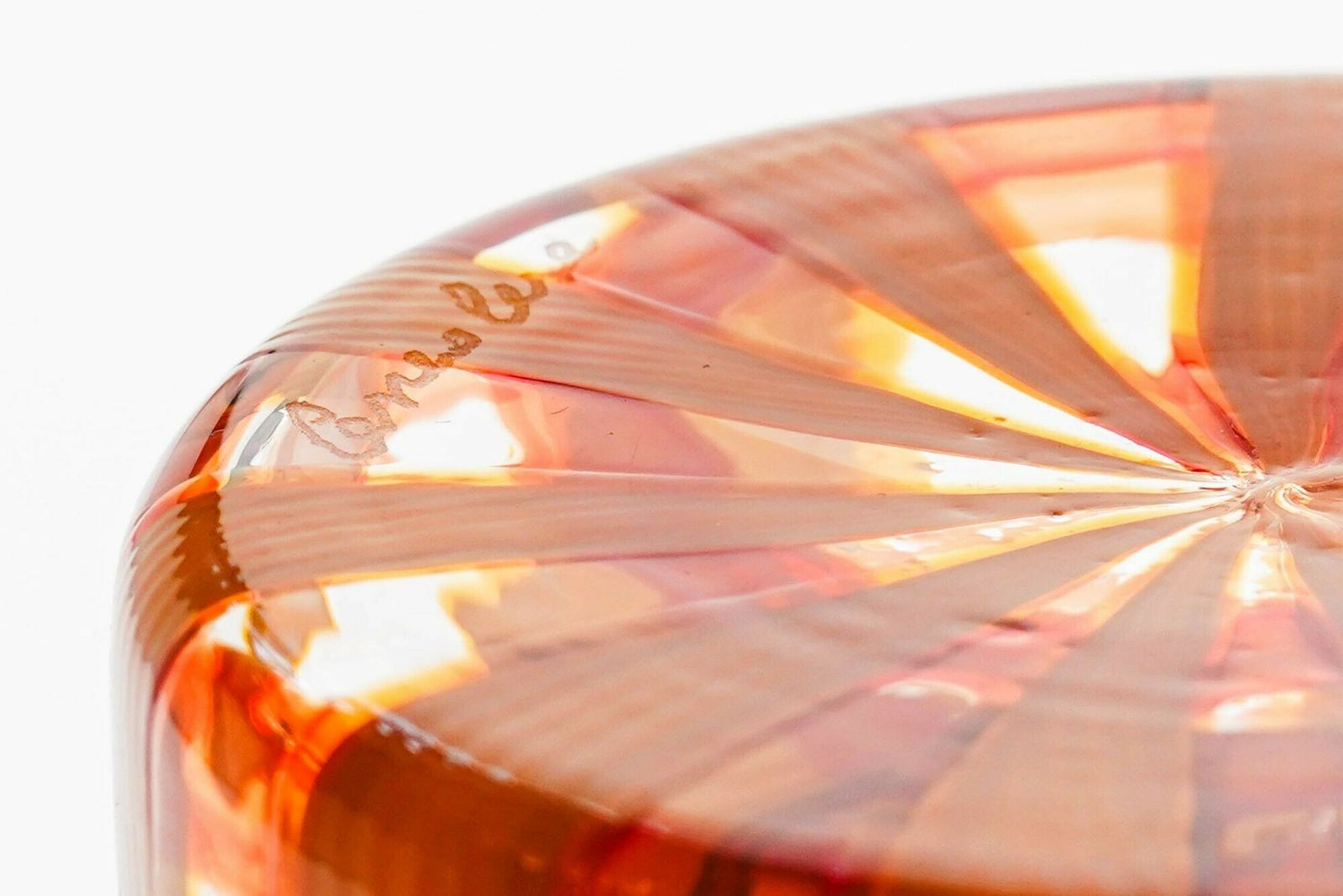 photo buy Exclusive Set Of 6 Murano Tumblers, Burnt Orange Zanfirico Over White, Cenedese