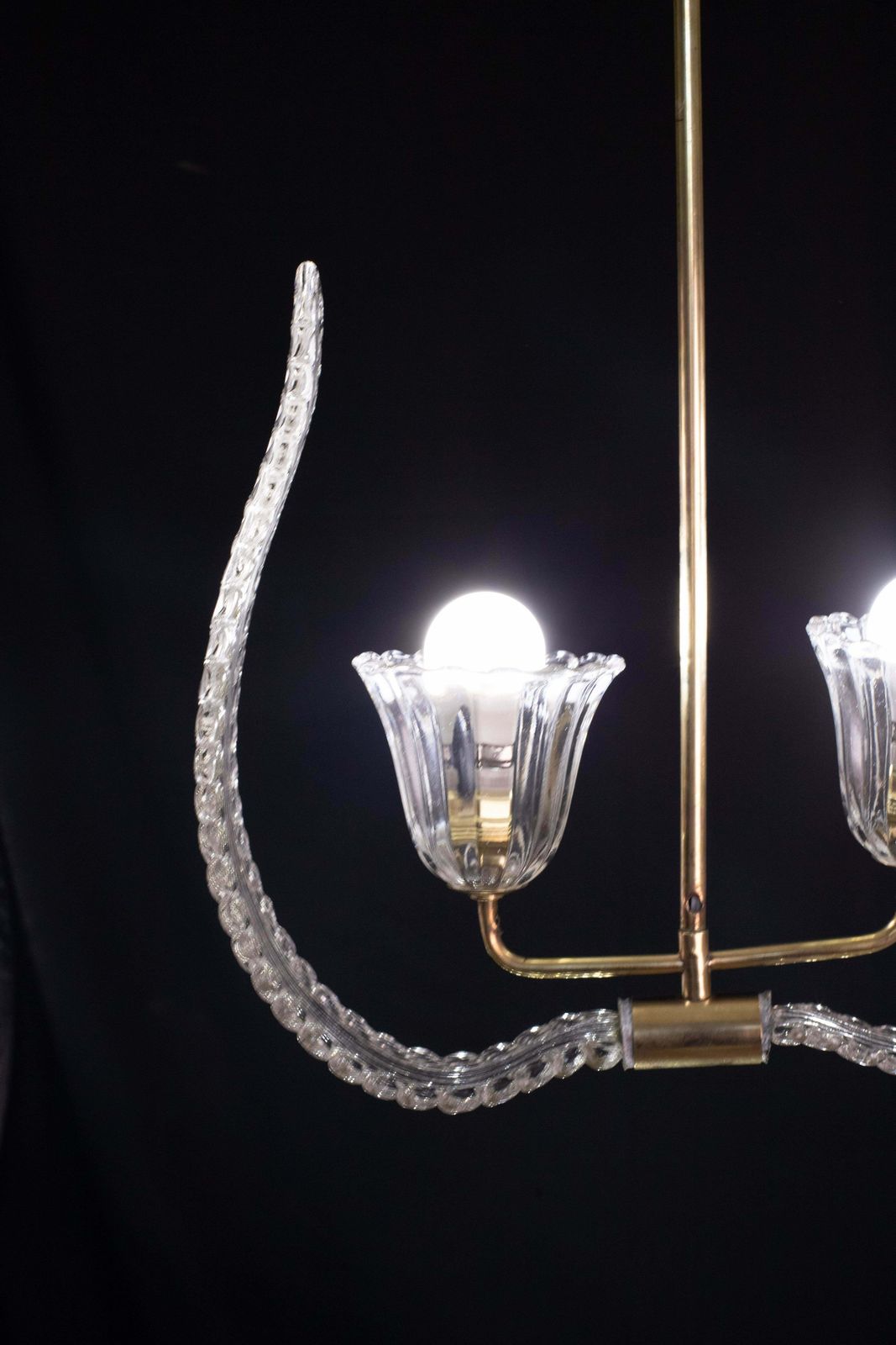 Lighting "Angel", 2 Light Chandelier Or Pendant Lamp By Barovier & Toso, 1940s photo