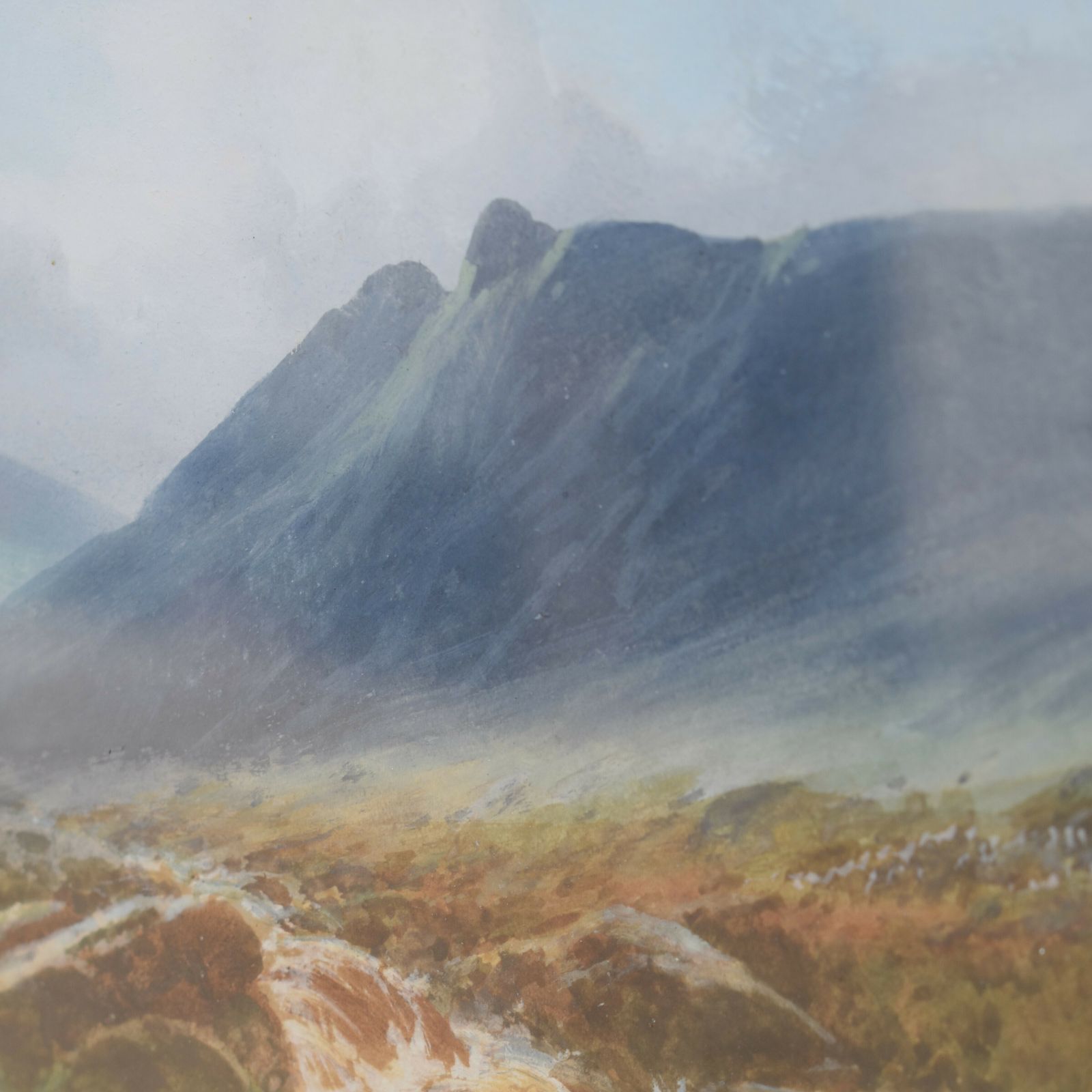 photo furniture Antique James Coad Moorland Landscape West Okement Dartmoor Watercolour Painting