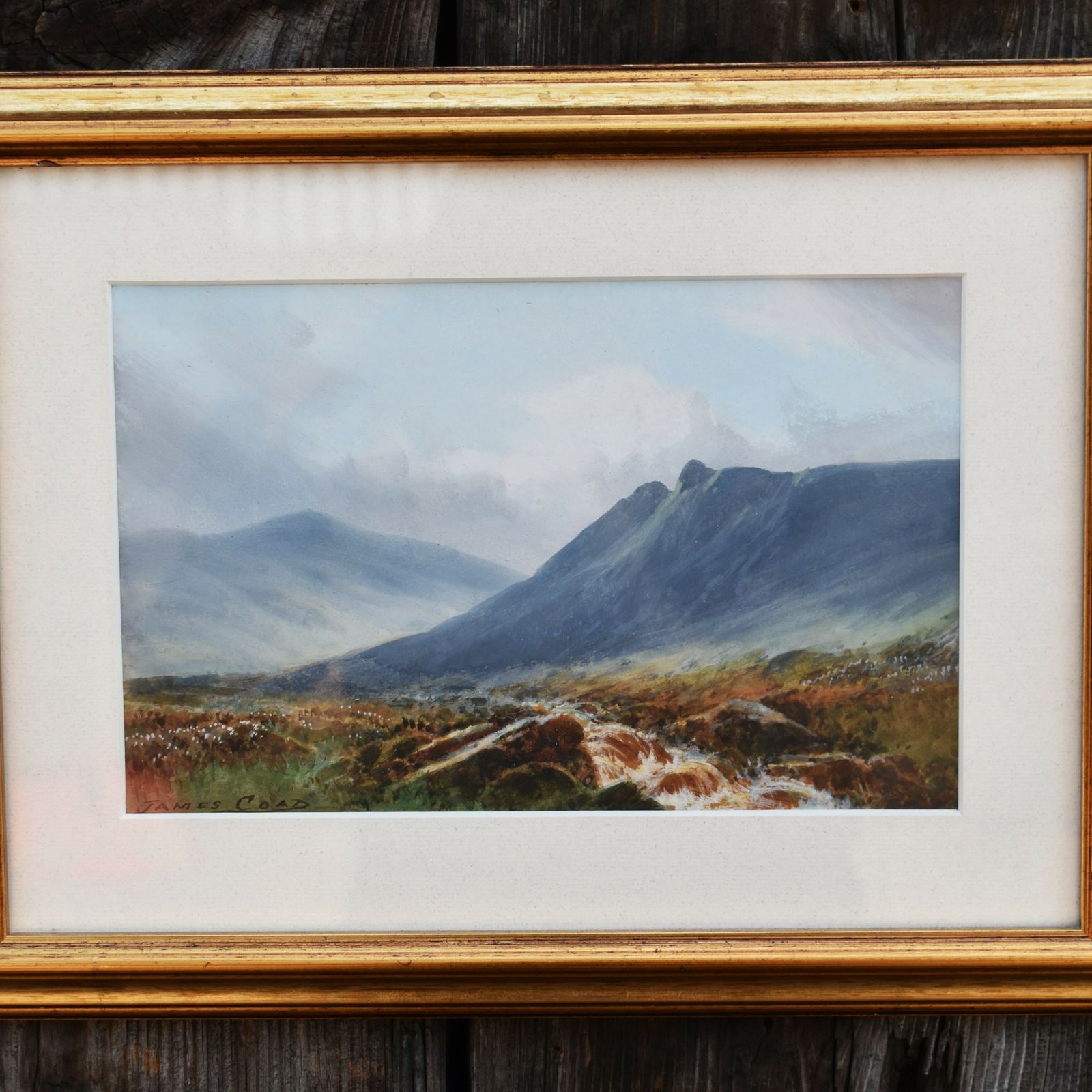 photo for sale Antique James Coad Moorland Landscape West Okement Dartmoor Watercolour Painting