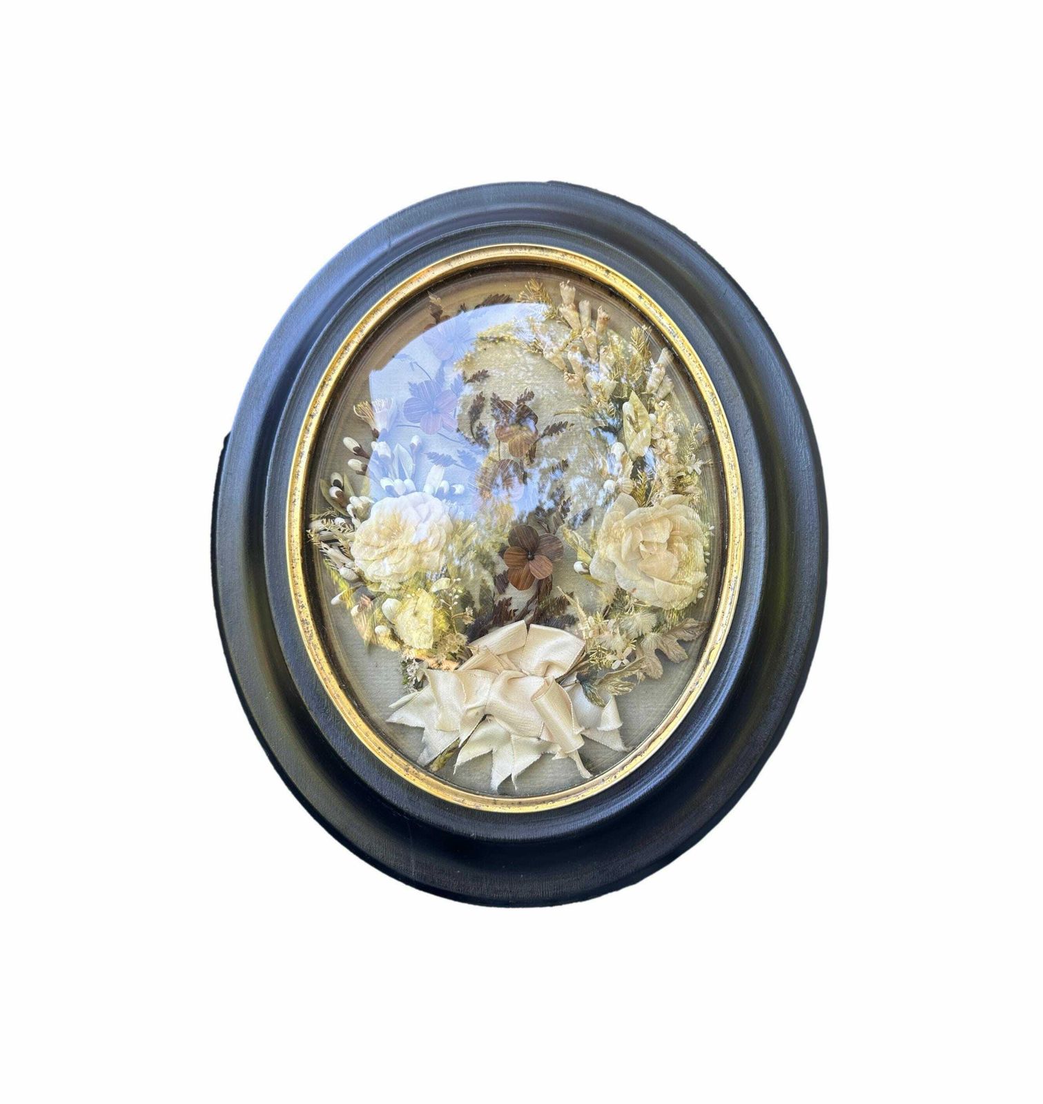 French Antique Napoleon 3 Wedding Frame, 1880, Flowers, Wedding Gift, Religious