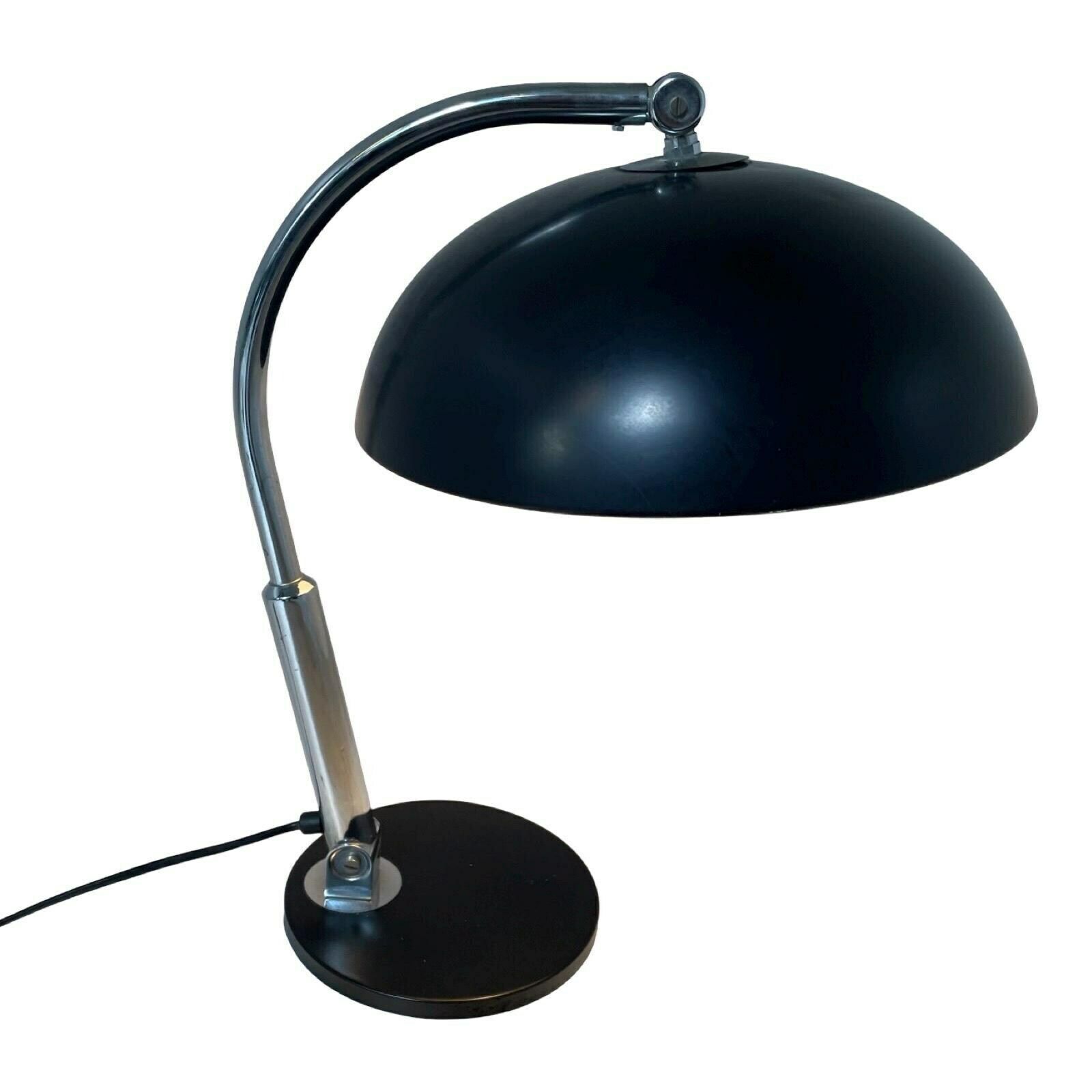 Hala Zeist   H. Th. Busquet   Table / Desk Lamp   Model P 144   Bauhaus   1950's   Dutch Design   Black With Chrome Upright   Adjustable photo furniture