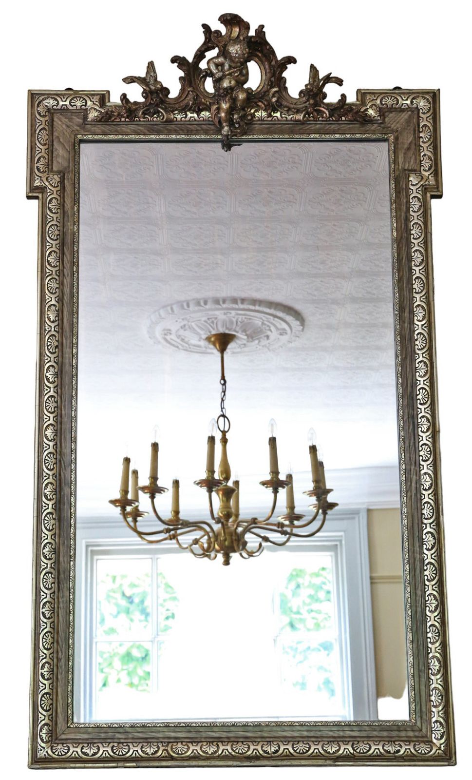 Antique Large C1900 Gilt Overmantle Wall Mirror High Quality Ornate Design