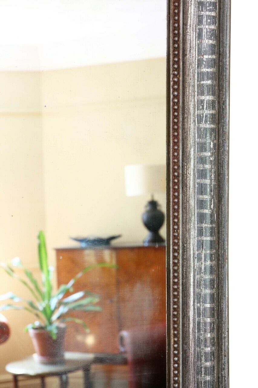 Antique Large 19th Century Silver Gilt Overmantle Wall Mirror – High Quality Simple Design photo 1695.0