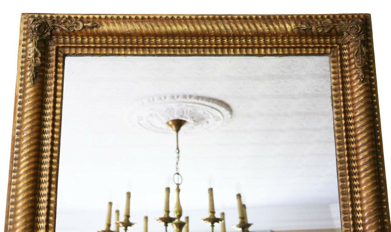 Antique Large Gilt Overmantle Wall Mirror 19th Century – High Quality Ornate Design photo furniture
