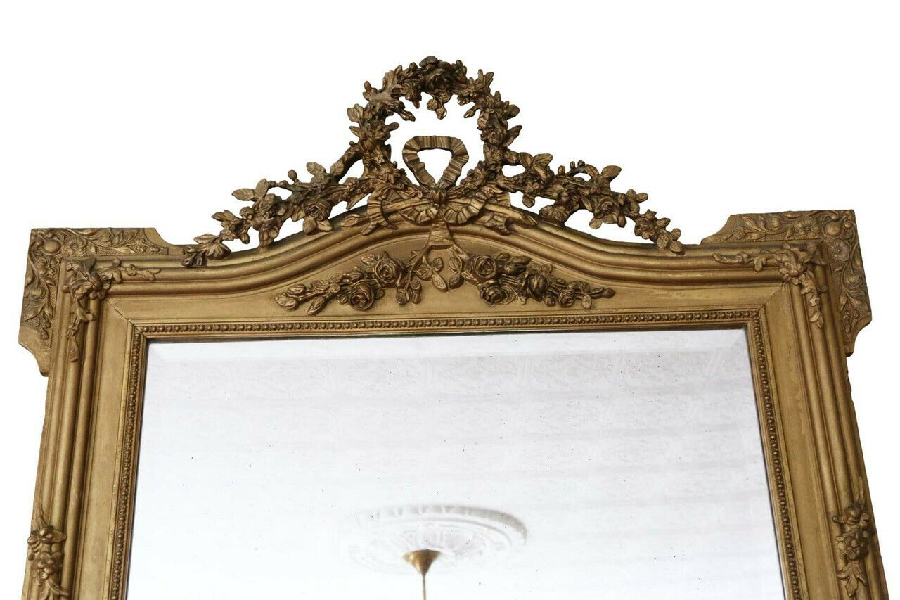 Antique Large C1900 Gilt Overmantle Wall Mirror High Quality Ornate Design photo furniture