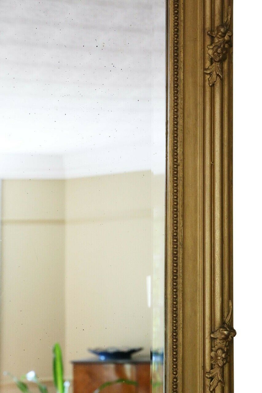 Antique Large C1900 Gilt Overmantle Wall Mirror High Quality Ornate Design photo 2495.0