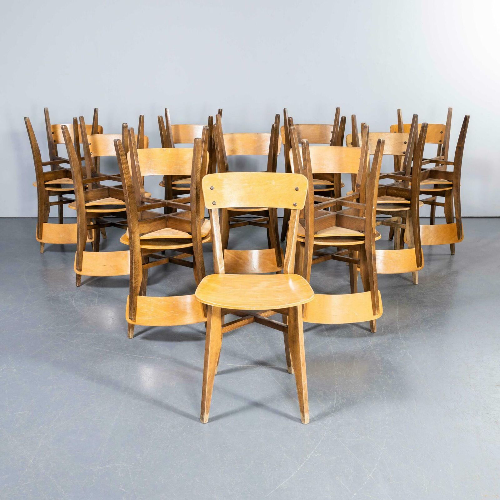 1950’s Original French Two Tone Chapel Dining Chairs – Large Quantity Available