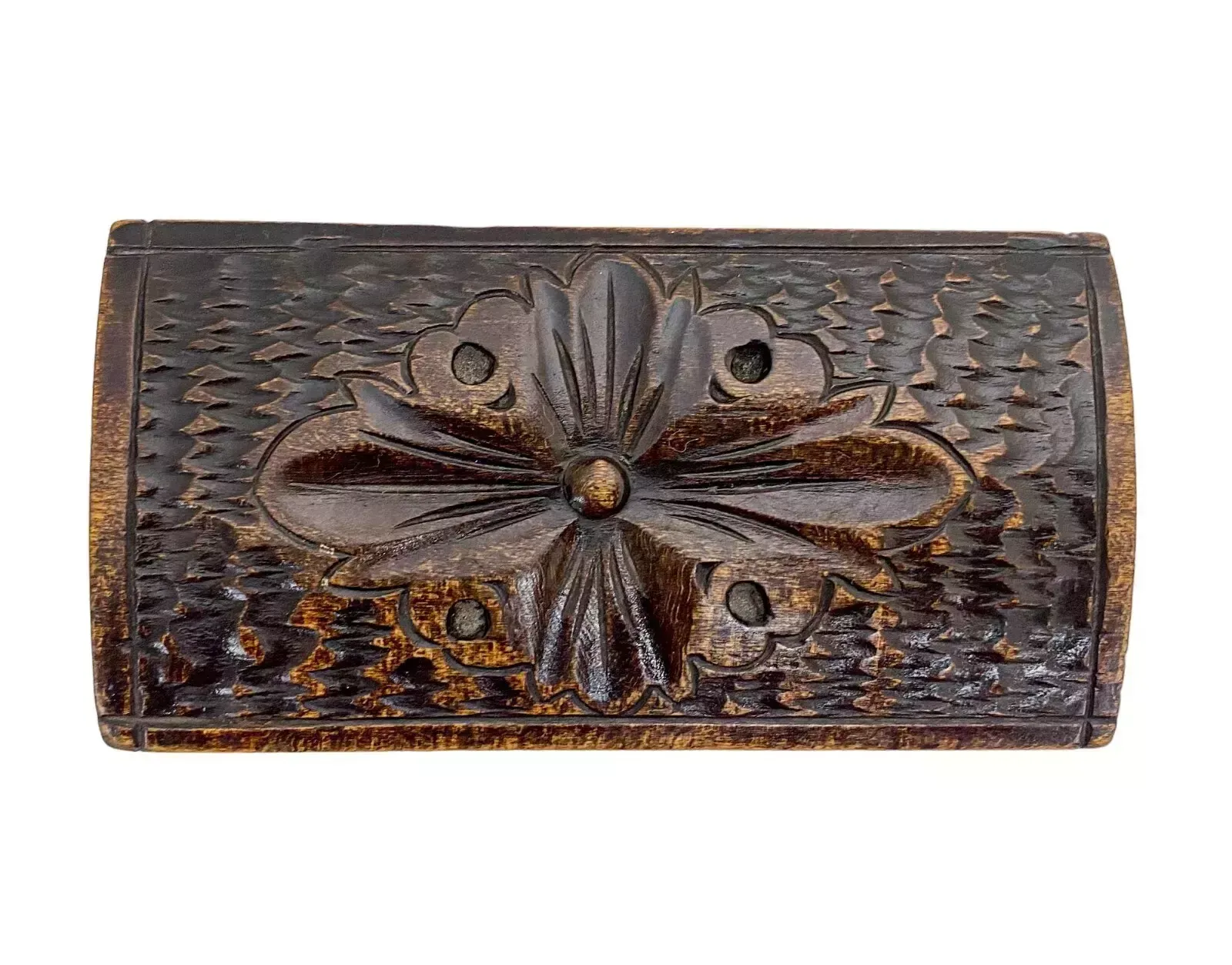Antique 1890's German Gothic Revival Black Forest Domed Casket Jewellery Box photo vintage