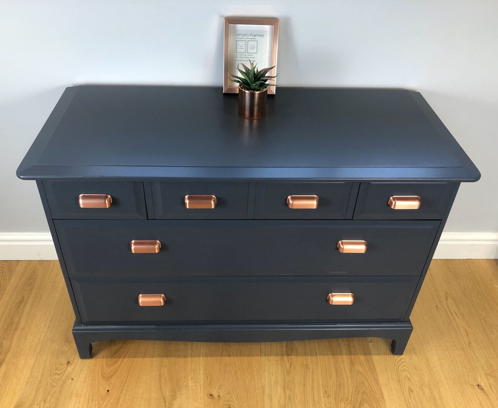 photo furniture Stag Minstrel Chest Of 4 Over 2 Drawers Painted Blue