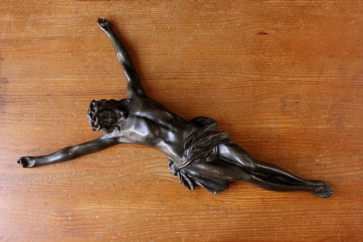 Art Large Bronze Jesus Christ Figure. 19th Century Corpus Religious Statue. photo