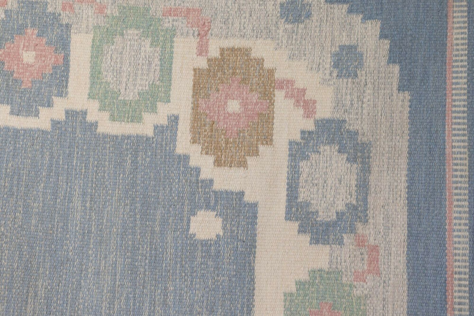 Mid Century Swedish Kilim In Pale Blue Tones photo furniture