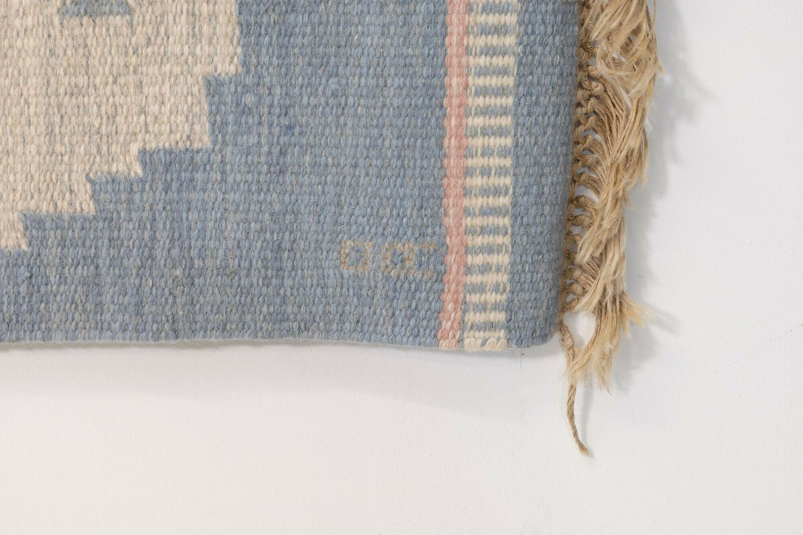 Mid Century Swedish Kilim In Pale Blue Tones photo for sale