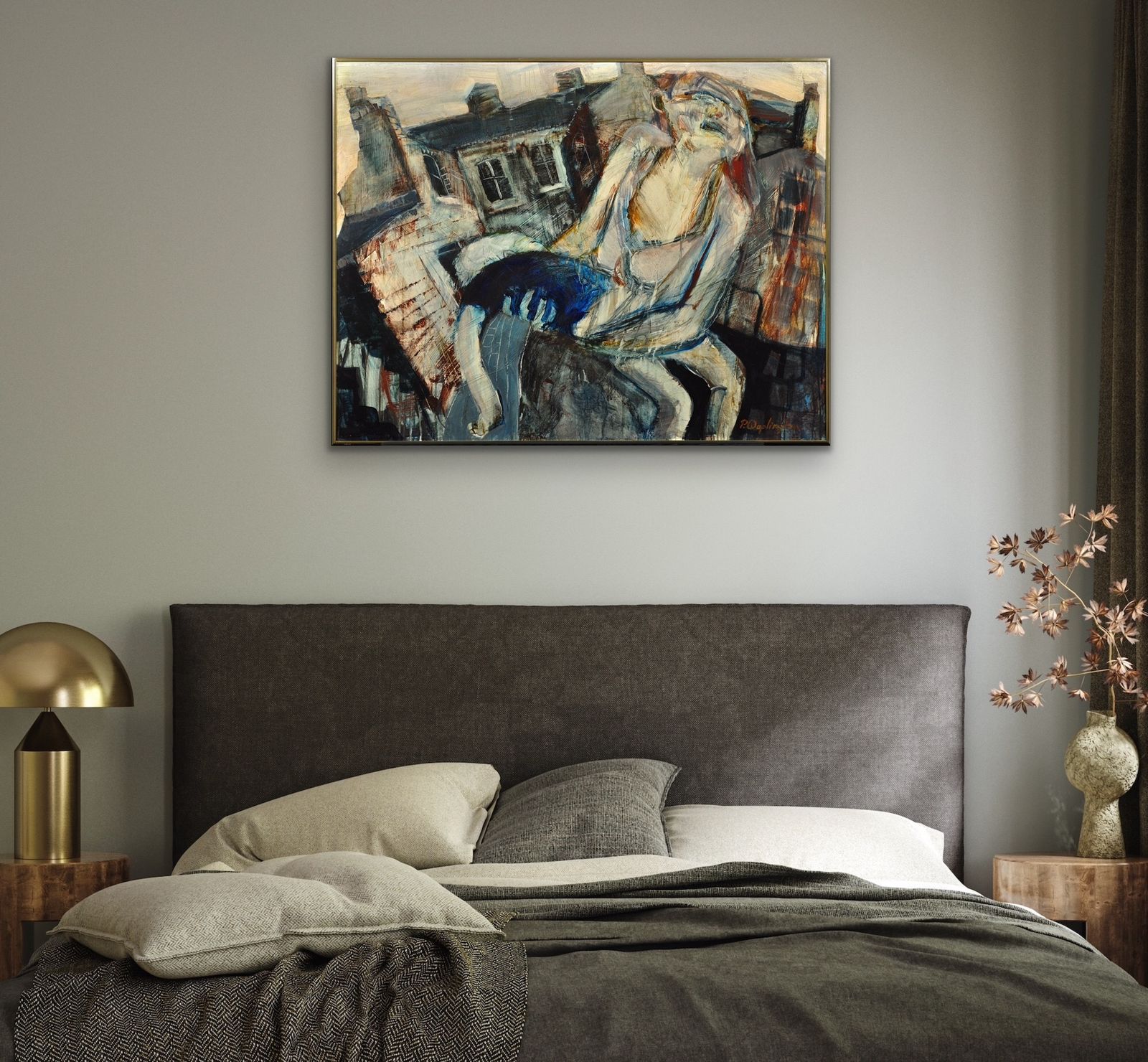 Paul Anthony Waplington B.1938. English. Knocked Out! Forest Fields, 1960s Nottingham. Real Childhood Street Life Drama. Framed Mixed Media Painting. photo vinterior