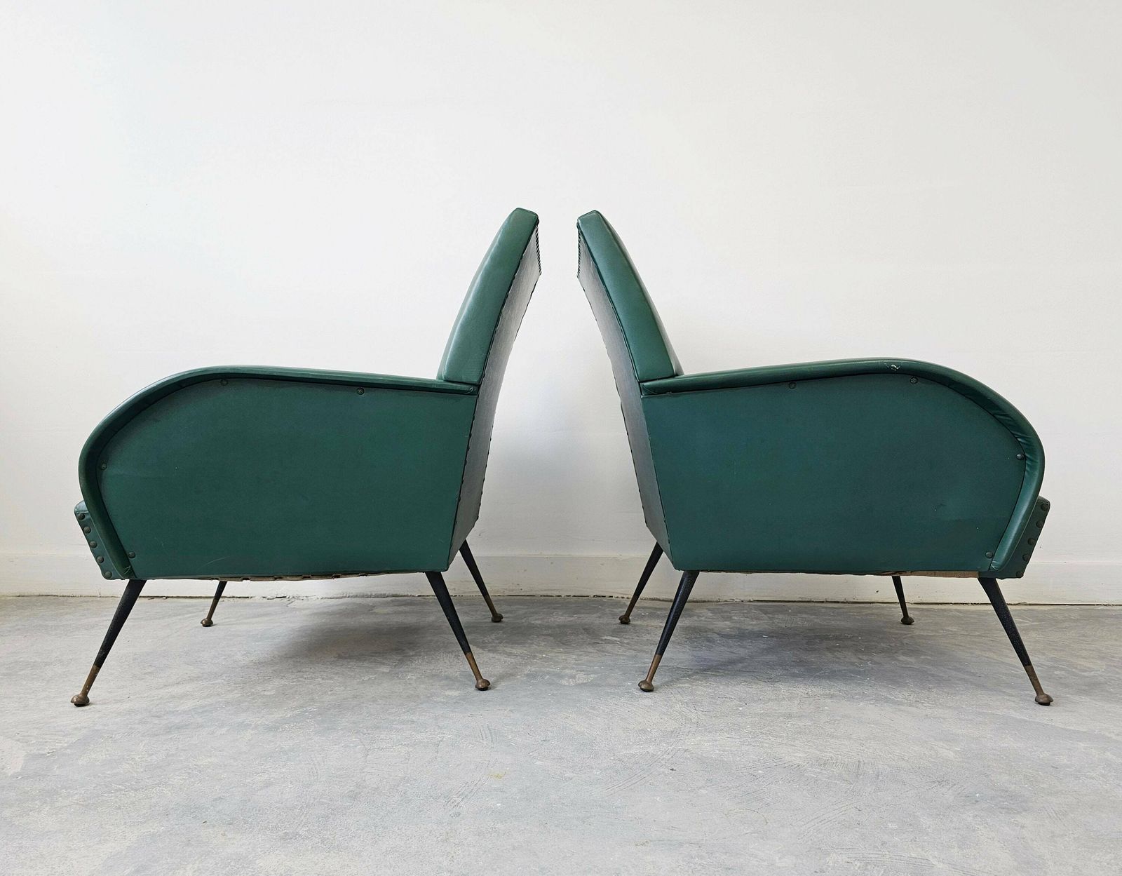 Pair Of Mid Century Modern Armchairs In Style Of Marco Zanuso, Upholstered In Vinyl // Made In Italy In 1950s photo Furniture