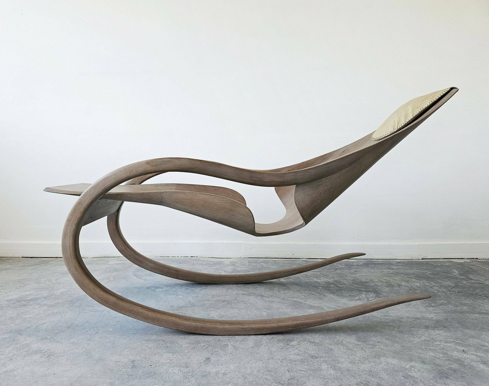 Breathtaking Contemporary Sculptural Rocking Chair Done In Molded Ash Plywood In Style Of Wendell Castle, Handmade And One Of A Kind photo vintage