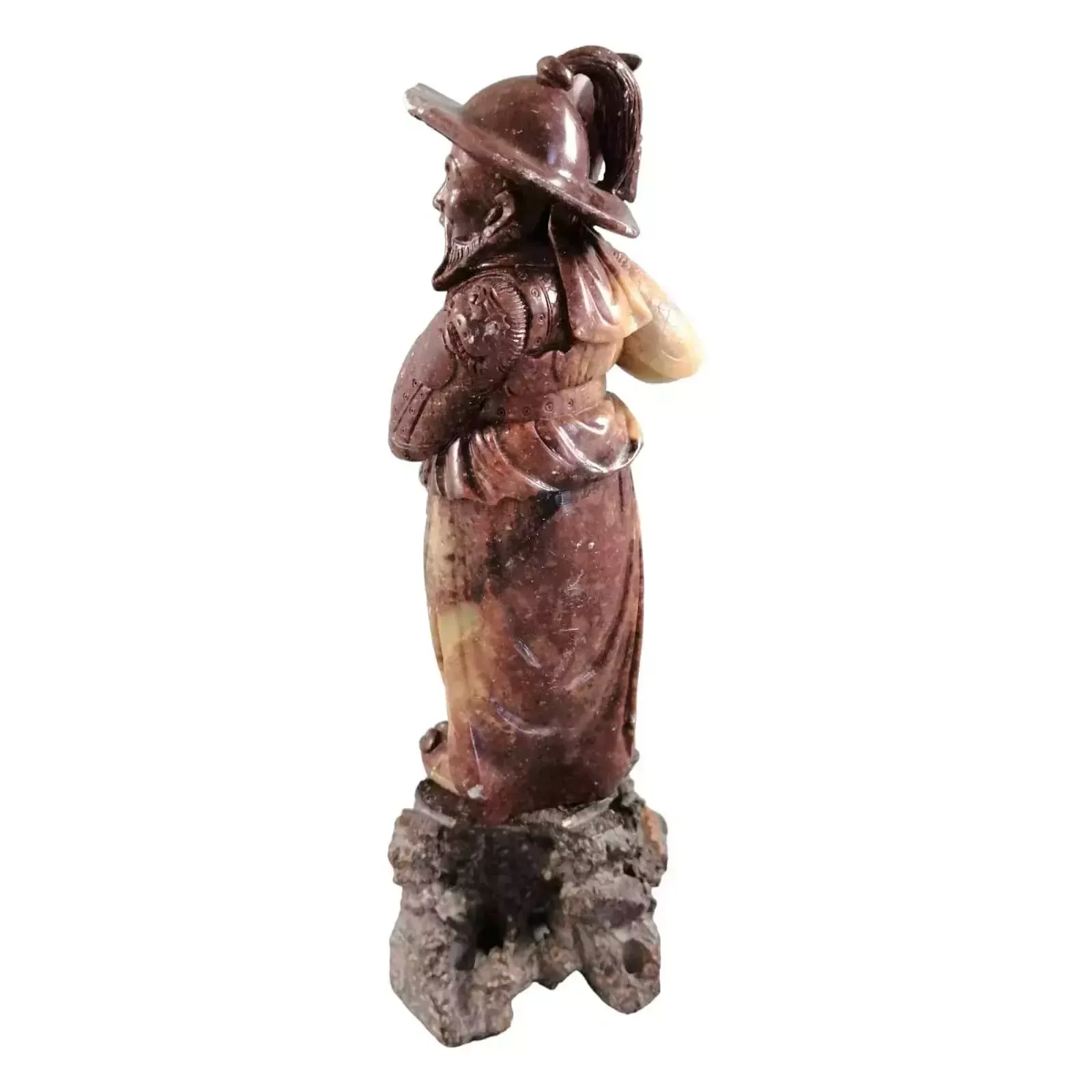 Antique Natural Shoushan Stone Carved Warrior Statue photo Art