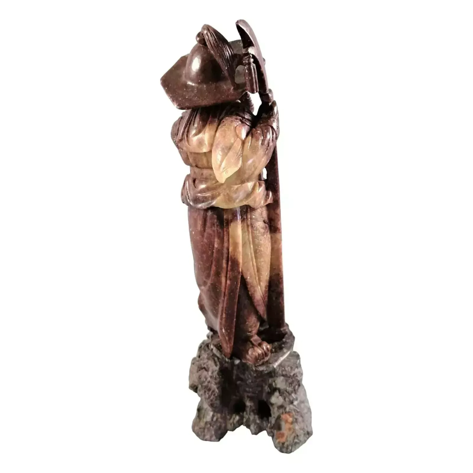 Antique Natural Shoushan Stone Carved Warrior Statue photo vinterior
