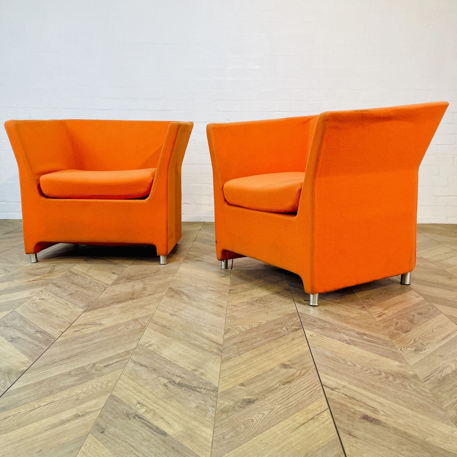 Vintage Italian Orange Lounge Chairs, Set Of 2 photo vintage